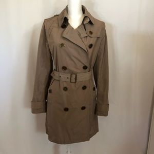 Burberry Brit detachable Hood Taffeta Trench Coat US size 10